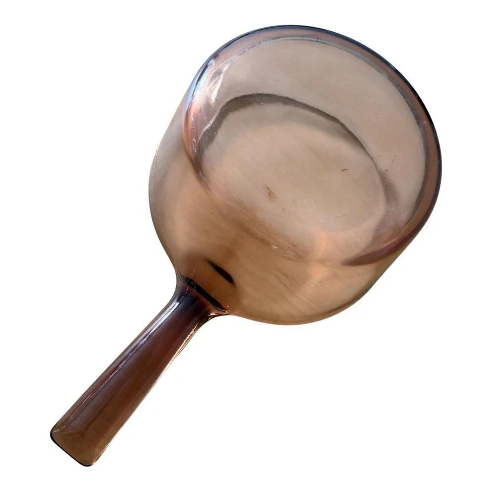 Vintage Visions France‎ Amber Glass Saucepan + Lid Mid Century Modern Retro Cook